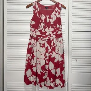 Talbots Sleeveless Pleated Beige Reddish Side Zip Lined Sundress Size 6 Petite